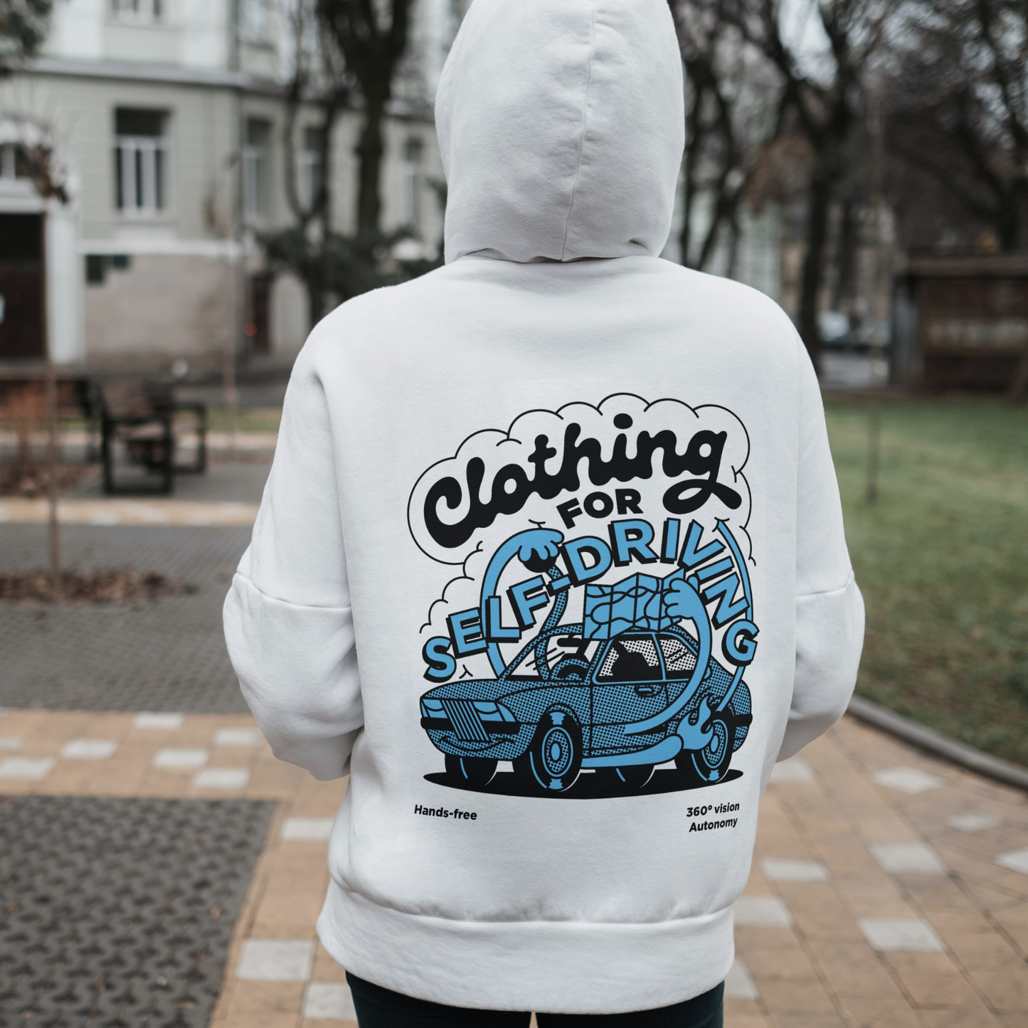 Self-Driving Unisex Hoodie / White