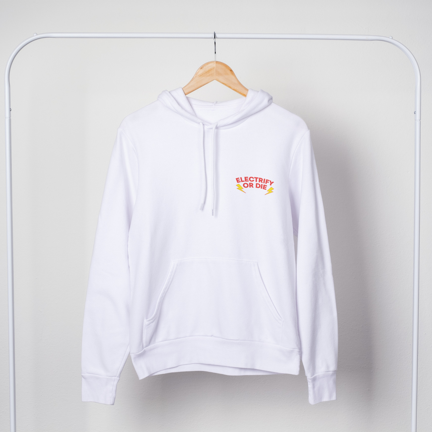 Electrify or Die Unisex Pullover Hoodie / White