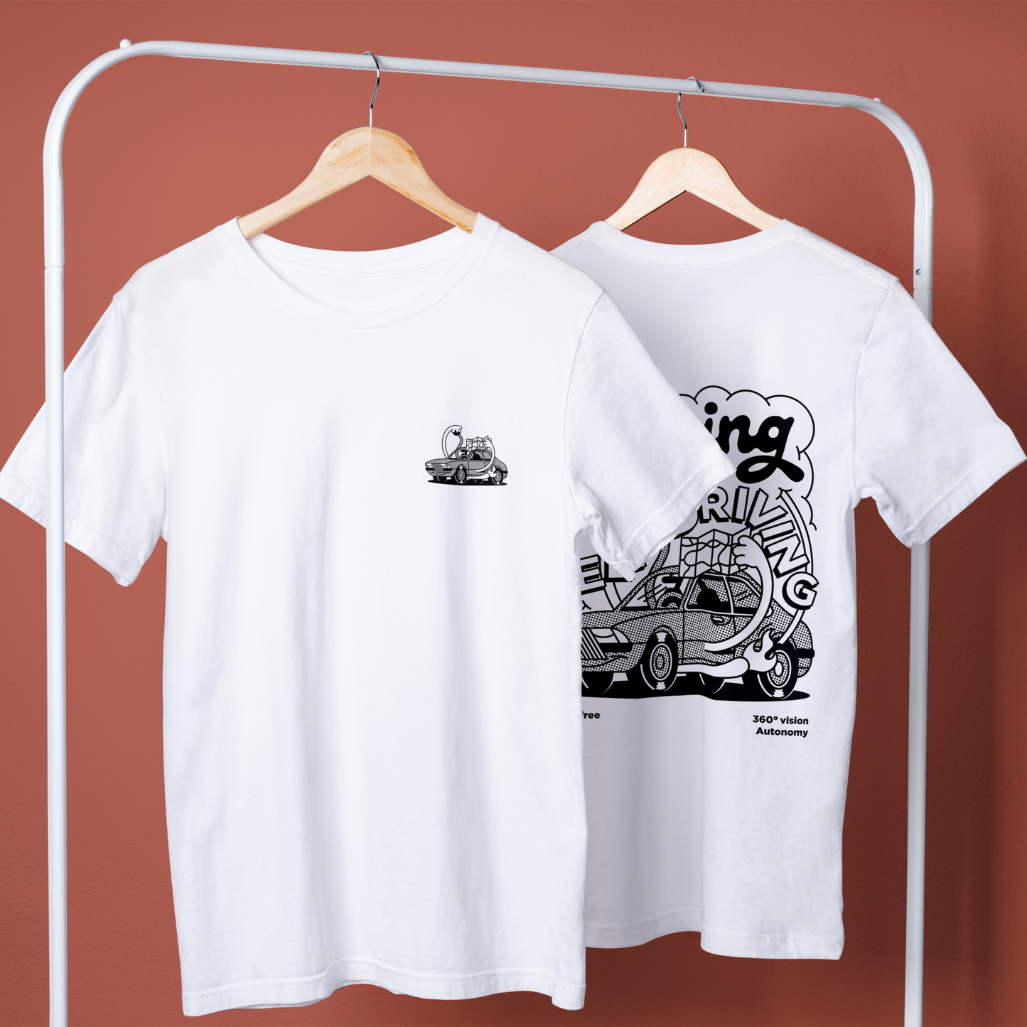 Self-Driving T-shirt / Black and White