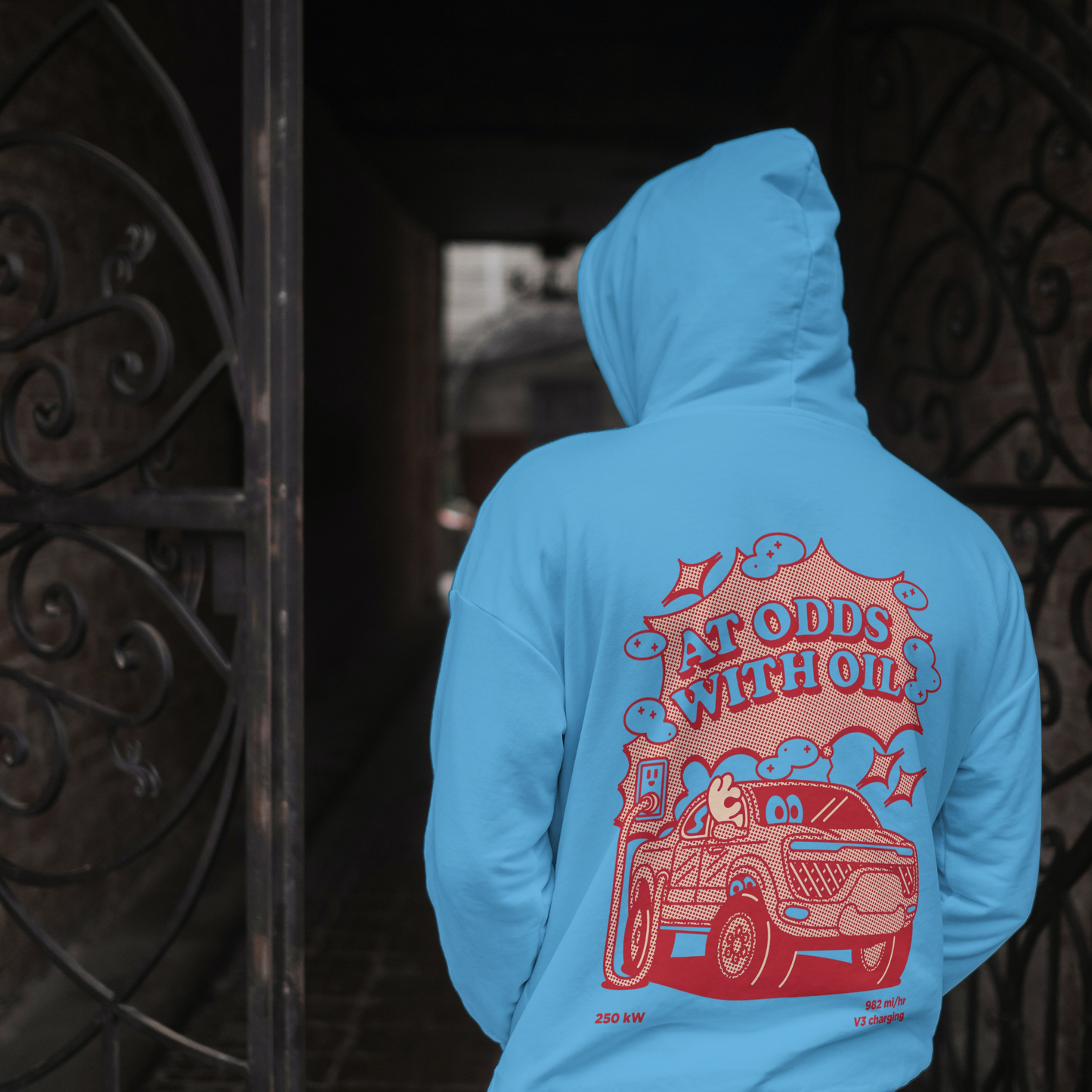 At Odds Unisex Hoodie / Pigment Dyed Blue