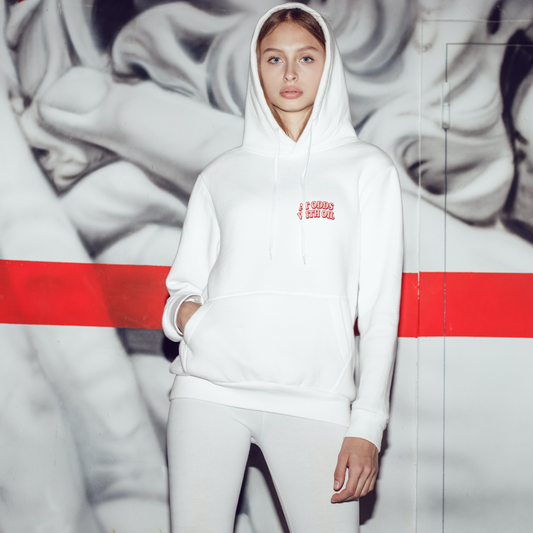 At Odds Unisex Pullover Hoodie / White